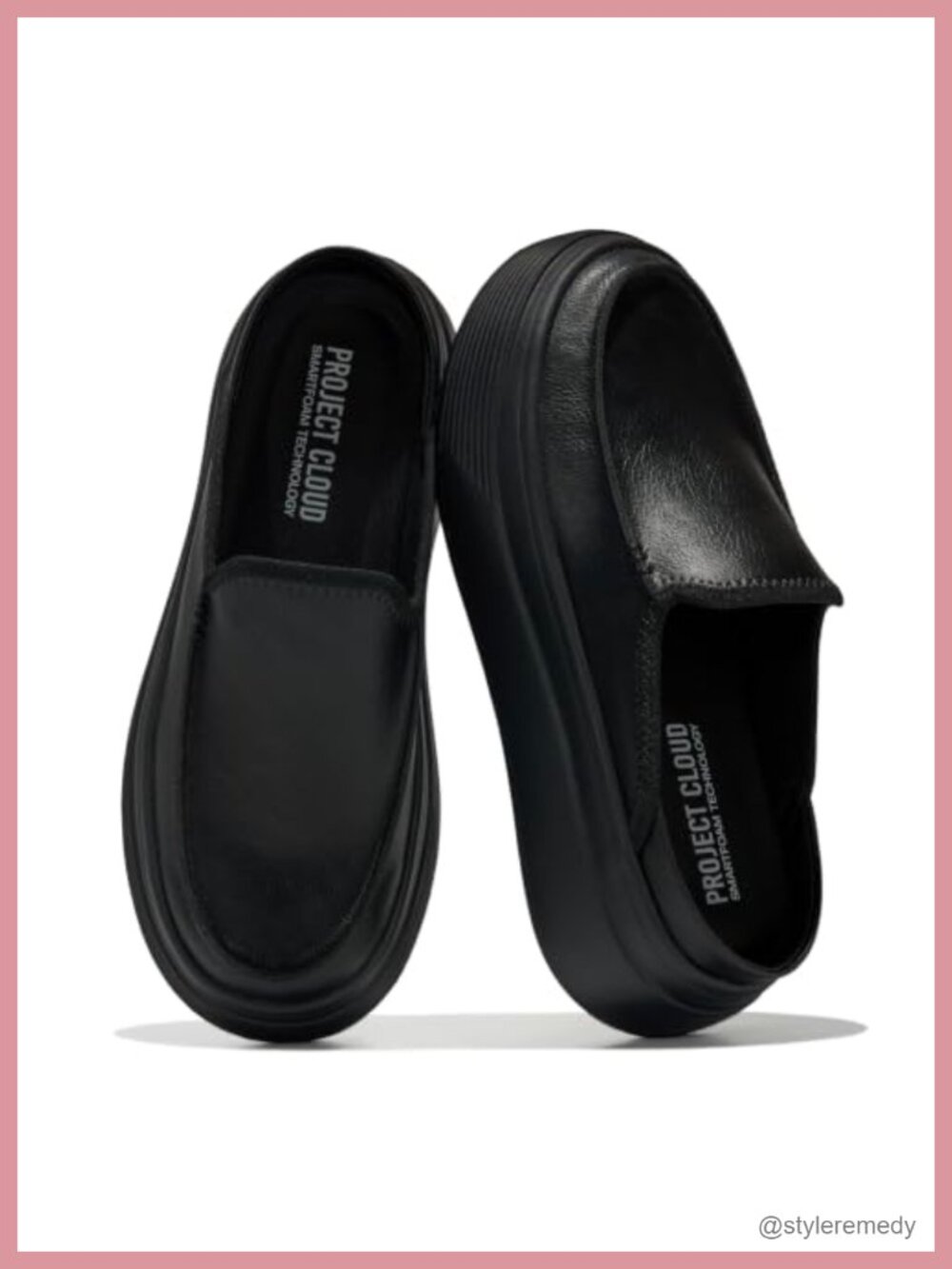 Genuine Leather Platform Mule Loafers for Women - Slip-On Comfort Shoes